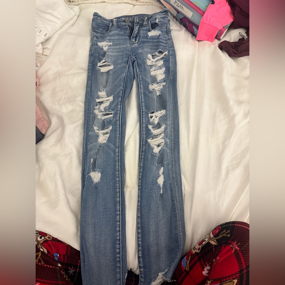 Distressed Blue Jeans
